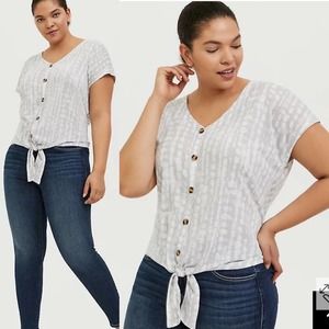 NEW Torrid Slub V Neck Button DownTie Front Dolman Midi Tee Womens 4X